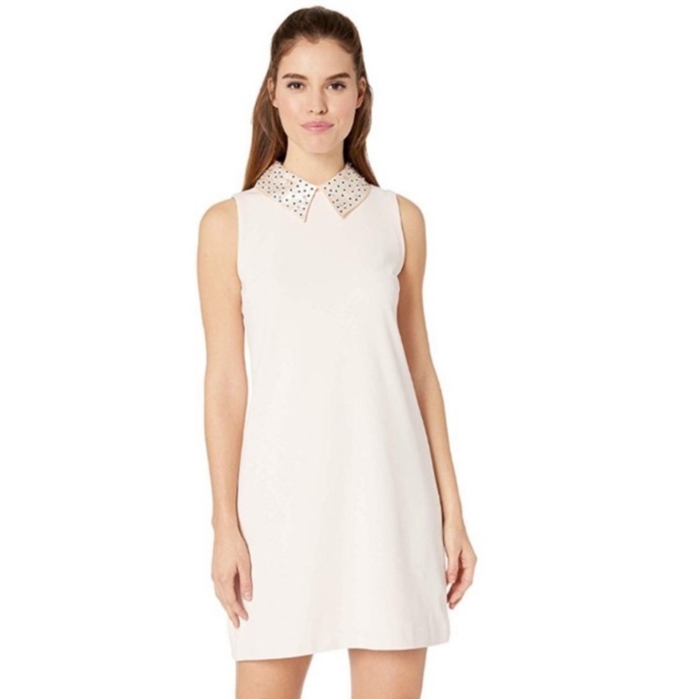 Betsey Johnson Embellished-Collar Shift Dress in Pale Pink Size 6